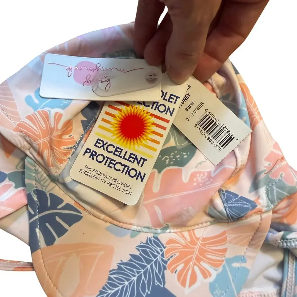 NWT Millymook Baby Girls Tropical Floral UPF 50+ Sun Hat Blush 0–12 Months